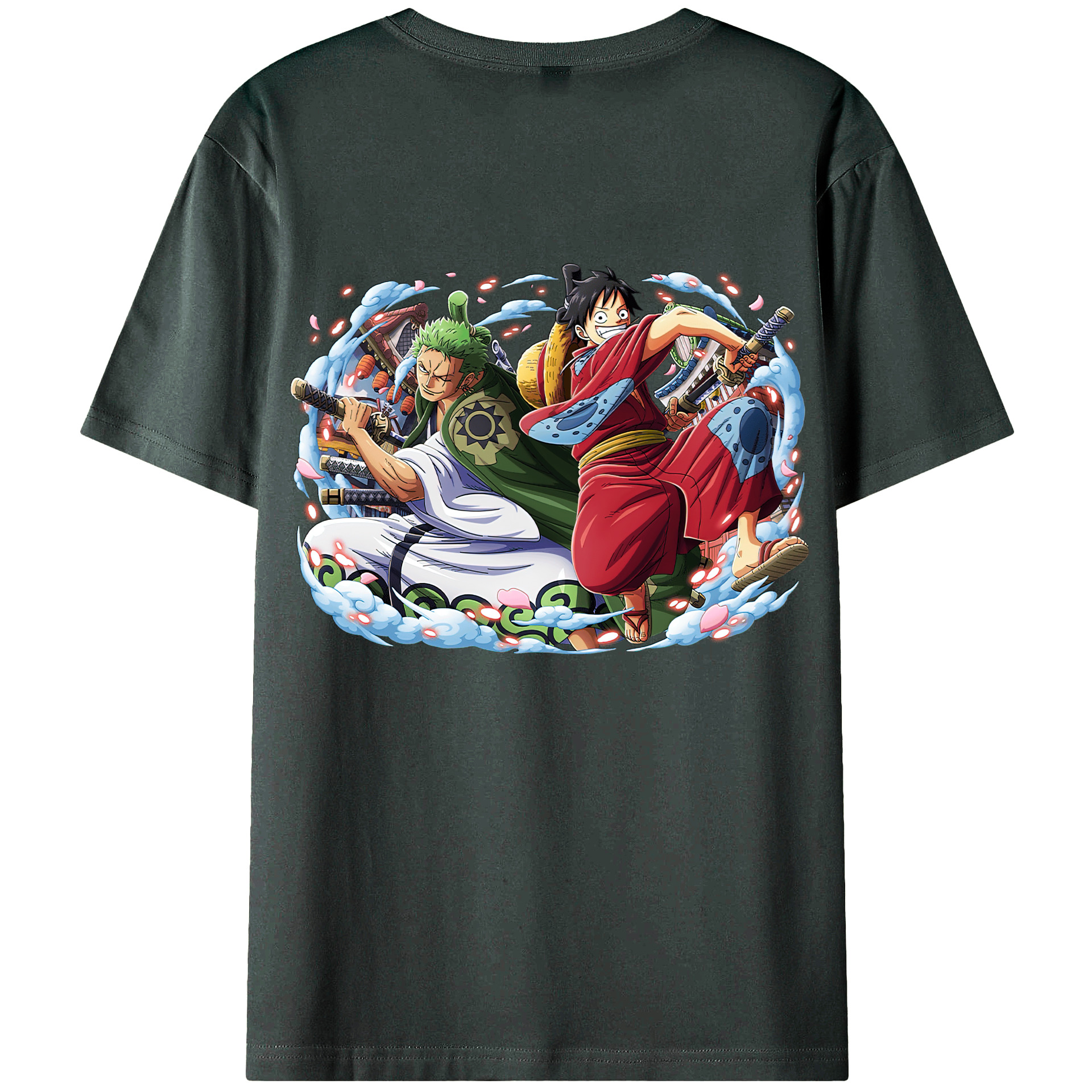 ワンピース モンキー・D・ルフィ ONE PIECE Monkey D. Luffy 綿100％ メンズ半袖Tシャツ（バックプリント） 通気性